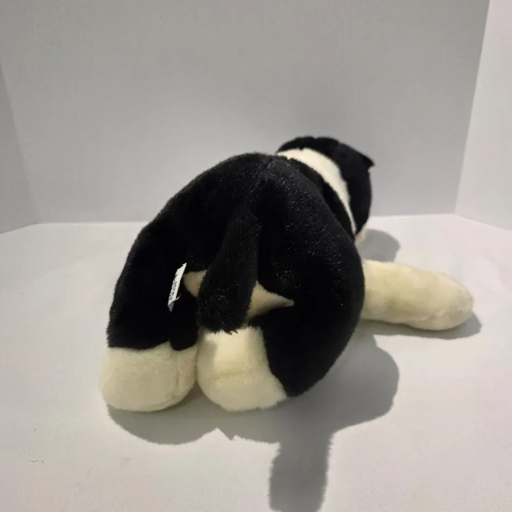 Russ Berrie Frazier Puppy Dog Plush Black White 15” Weighted Floppy Stuffed Toy